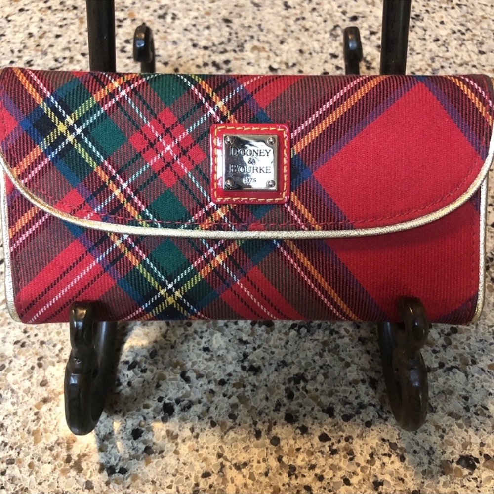 Dooney & Bourke Tartan Cotton Continental Clutch with Tassel